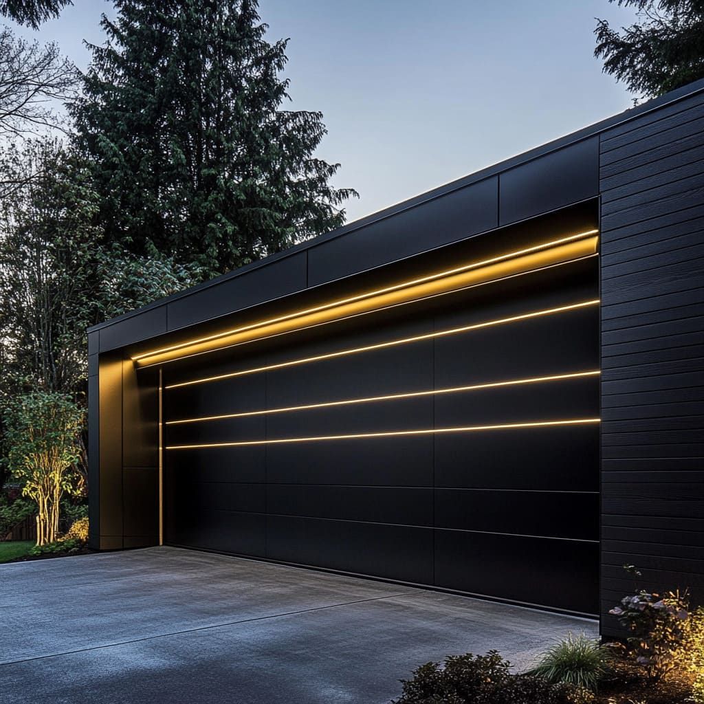 Technician inspecting a residential garage door